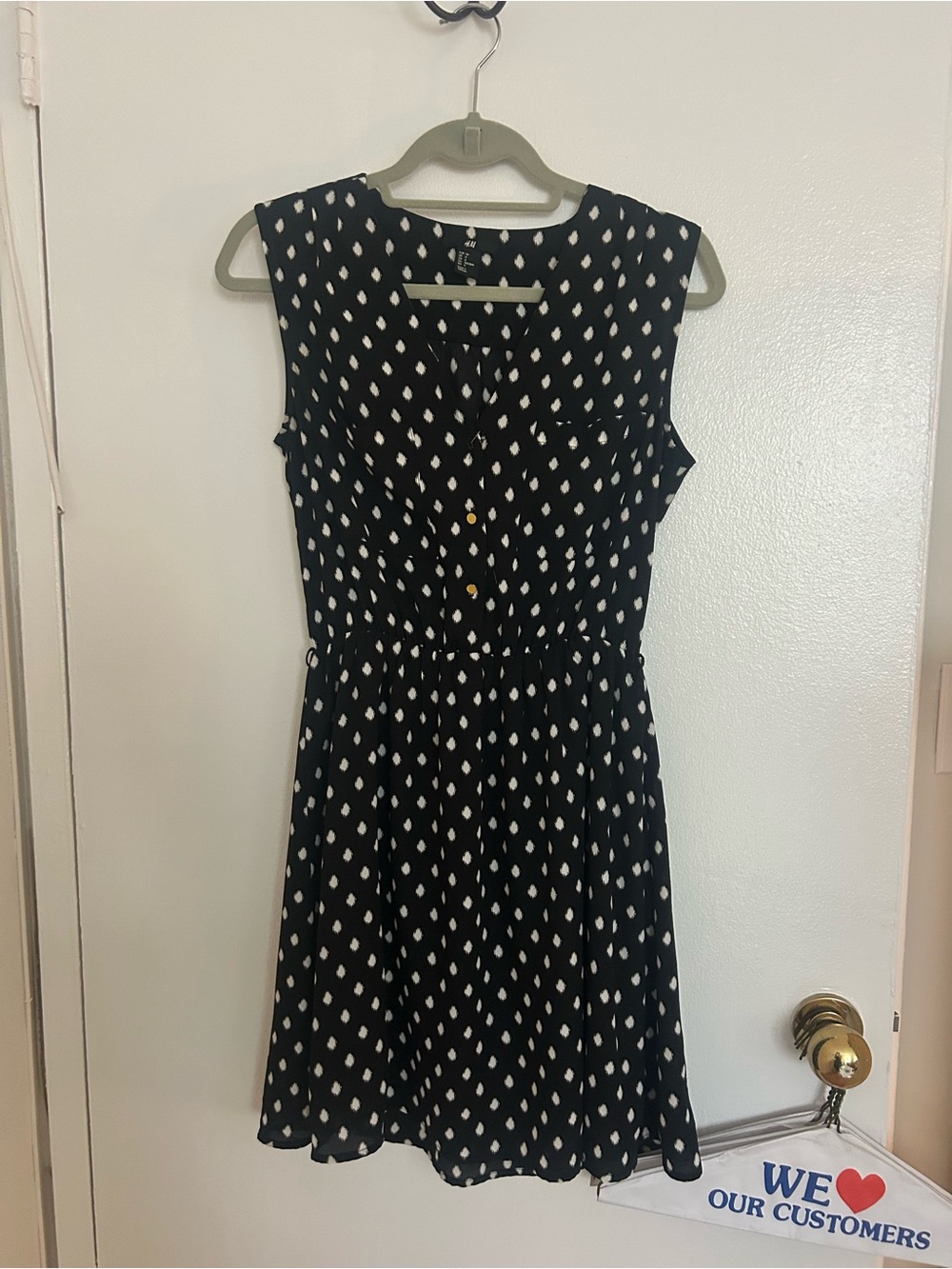 H&M Black Dress with White Teardrop Print